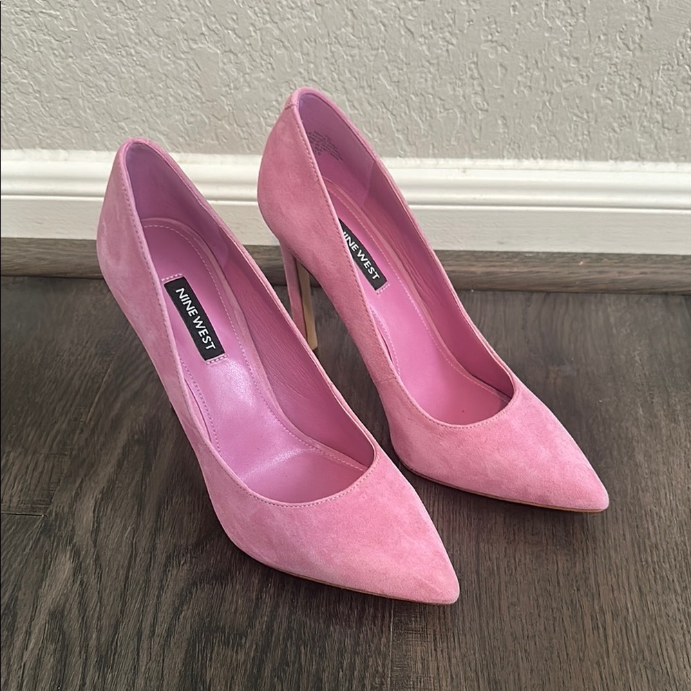 Nine West Pink Suede Heels Elegant Stiletto Pumps